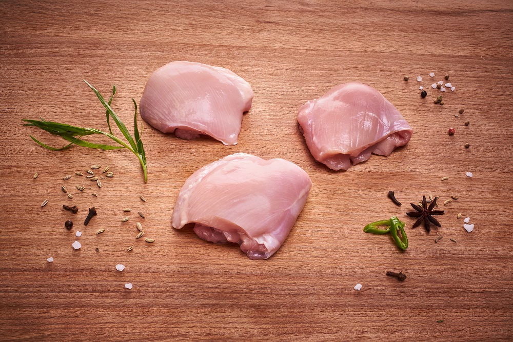 Frozen chicken thigh meat, boneless, skinless